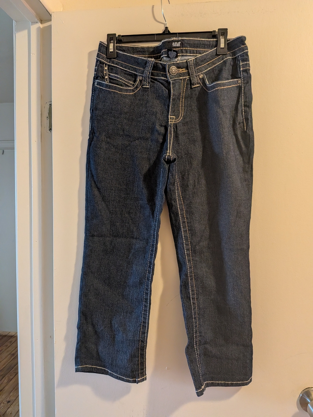 A.n.a Dark Wash Straight Leg Jeans with Contrast Stitching